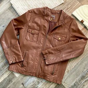 ⬇️ Reitmans Cognac Leather Moto Jacket